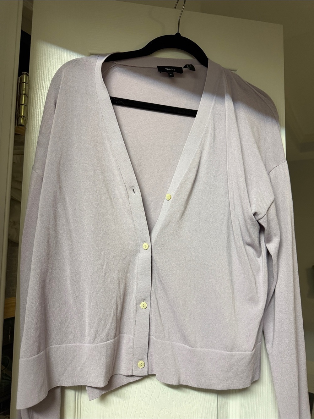 Theory Light Lavender Button-Front Cardigan
